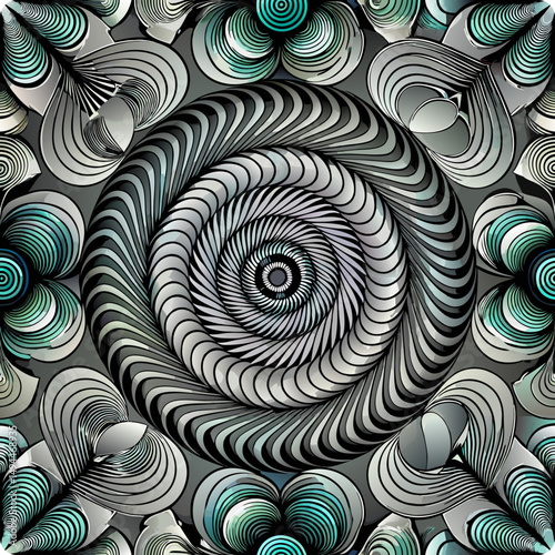 Abstract seamless vector pattern featuring swirling shapes and colors  
