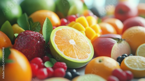 Fresh fruit display (1) photo