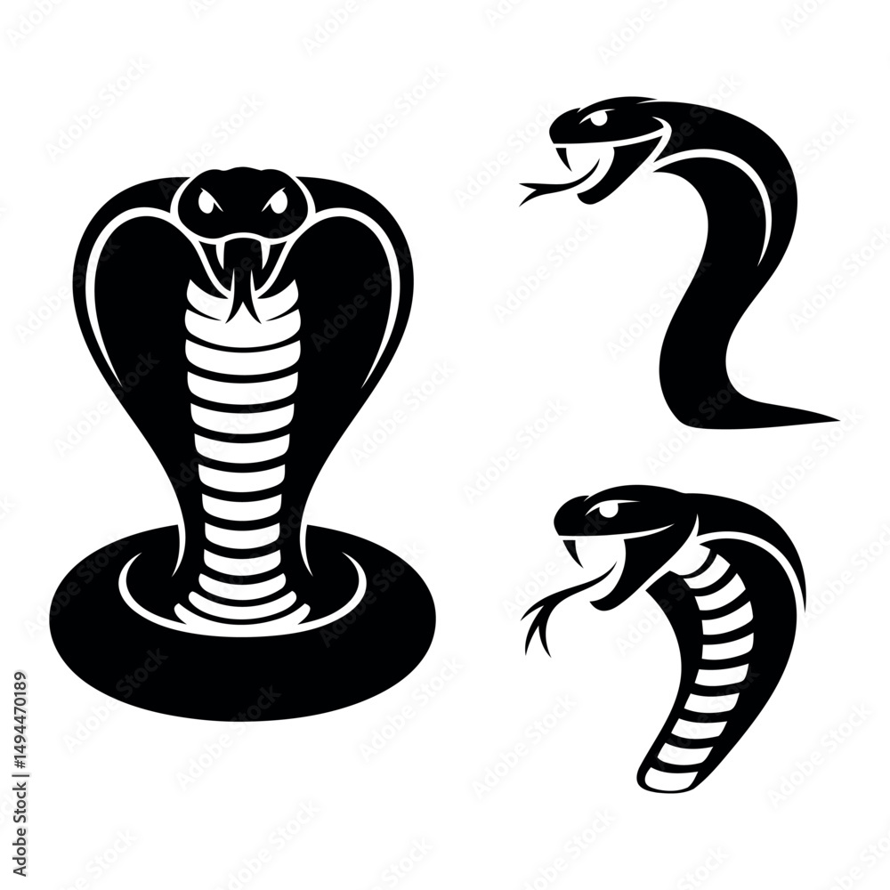 Fototapeta premium black and white cartoon snake