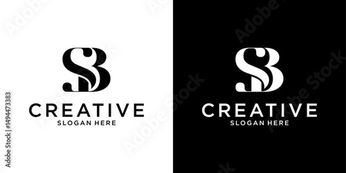 SB or BS initial letter logo design vector