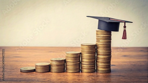 Wallpaper Mural Graduation Costs Rising Stack of Coins Graduation Cap Education Savings Financial Planning Investment Future Torontodigital.ca