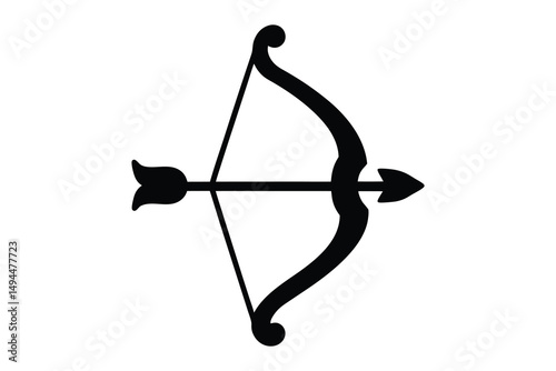 bow and arrow icon vector, archery bow silhouette vector