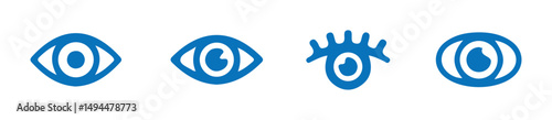 Blue  Eye vector icon. Look and Vision icon. Open and closed eyes symbol. visible and invisible icon set. show and hide. see and hide. vector eps 10