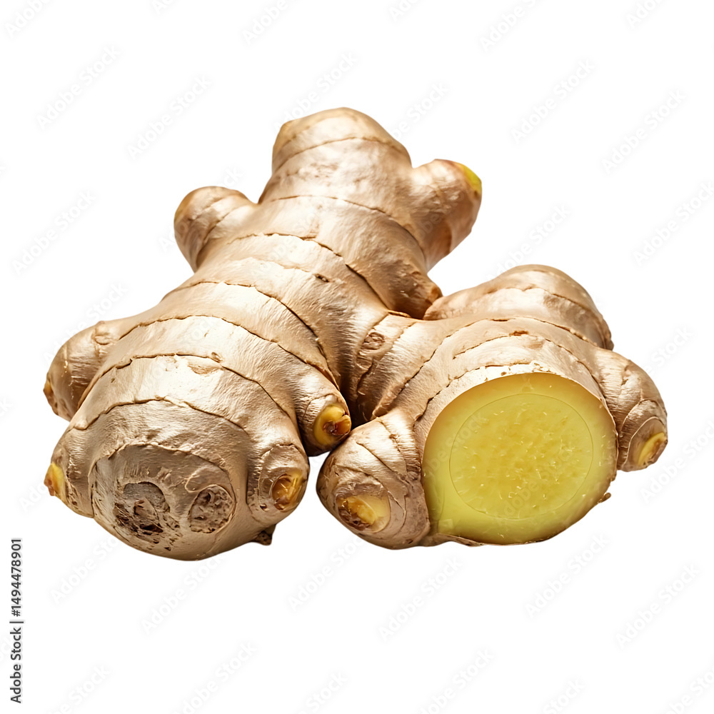 Fototapeta premium Discover the Aromatic Wonders of Fresh Ginger A Close-Up Look
