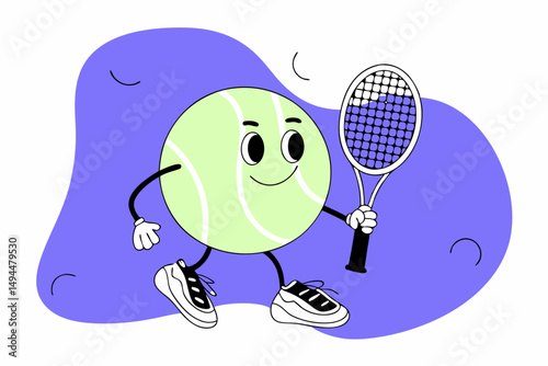 Fun animated tennis ball character with a glowing smile and energetic vibe perfect for tennis clubs youth programs and educational games