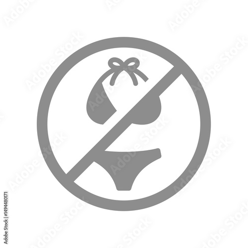 No swimwear or swimming suit vector label. Swimsuit not allowed, do not wear bathing or swim suits.