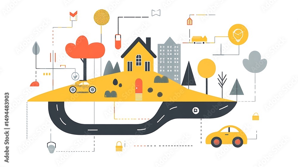 Naklejka premium Smart Home with City, and Connected Life.