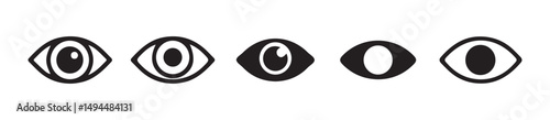Open eyes symbols. Outline human eye optic icons, eyeball eyelashes linear signs, vision health ophthalmology concept. vector illustration eps 10