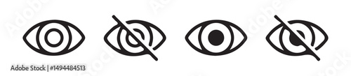 Black eye vector icon set. eyeball line icon. Show password and hide password. Vector illustration