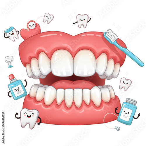 tooth with toothbrush