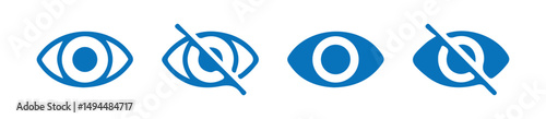 Eye icon set. See and unsee symbol. eyeball line icon. vision pictogram. private crossed eye sign. open and closed eyes symbol. vector illustration
