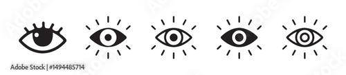 Open eyes symbols. Outline human eye optic icons, eyeball eyelashes linear signs, vision health care icon . vector illustration eps 10