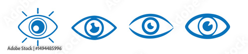 Eye icon vector set. Eyesight vision sign. Magnifier with eye outline icon. Blue eye icon. vector illustration eps 10