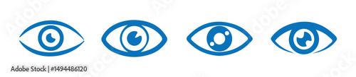 Eye icon vector set. Eyesight vision sign. Magnifier with eye outline icon. Blue eye icon. vector illustration eps 10