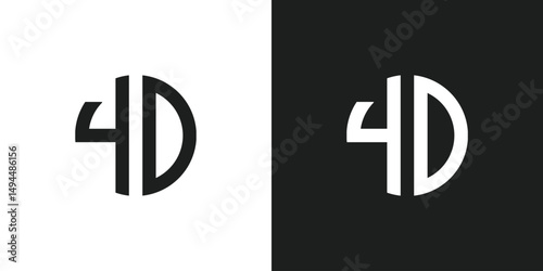 Letter 4D or Number 40 Logo Design