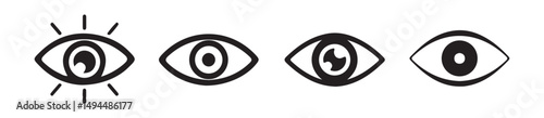 Open eyes symbols. Outline human eye optic icons, eyeball eyelashes linear signs, vision health care icon . vector illustration eps 10