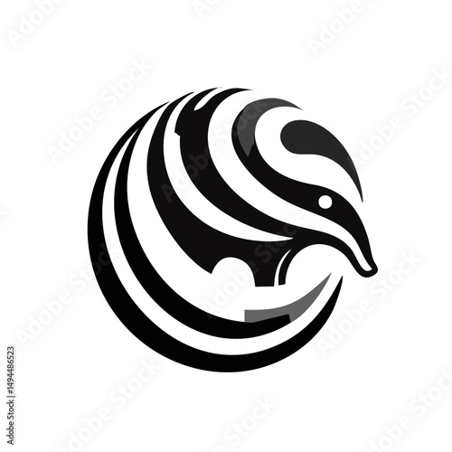 Abstract Armadillo Logo, Curled Shape, Elegant Curves, Modern Vector Look