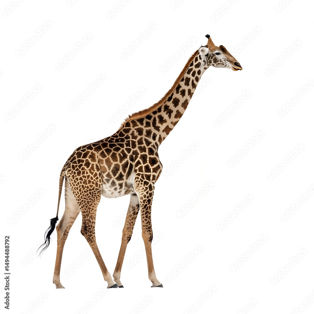 Obraz premium a wildlife photo of giraffe isolated on white background.