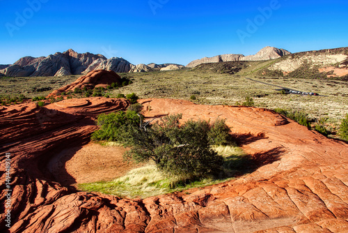 View of the Petrified Dunes Trail  from the Petrified Dunes, Snow Canyon State Park in Utah.