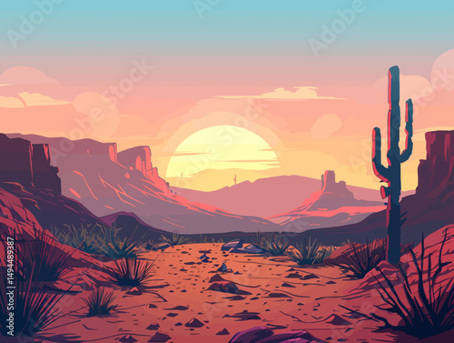 Desert landscape illustration 
