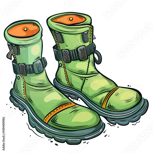 green rubber boots