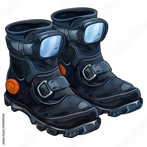 Black boots on white 