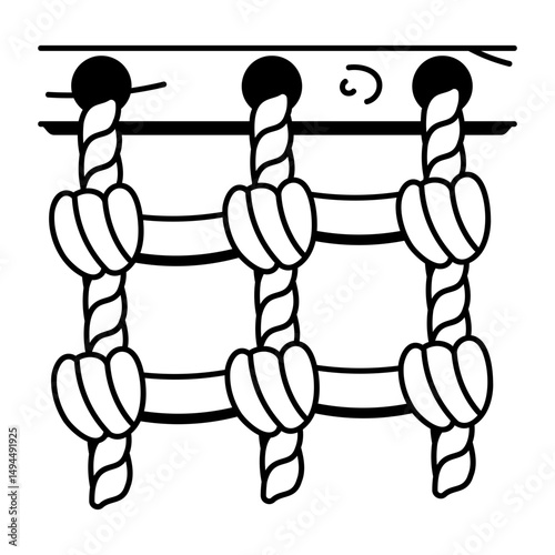 An icon showing a rope ladder in sketchy style
