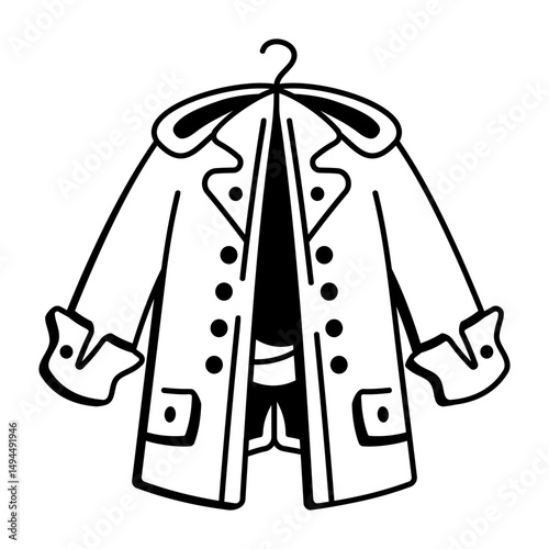 A sketchy style icon of a pirate cape fluttering
