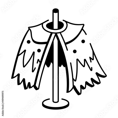 A sketchy style icon of a pirate cape fluttering
