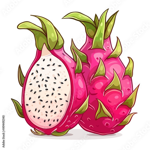 Dragon fruit on white 