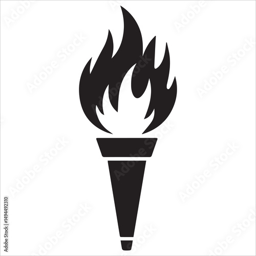 Flaming Torch Silhouette Vector