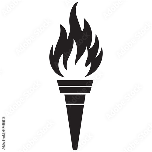 Flaming Torch Silhouette Vector