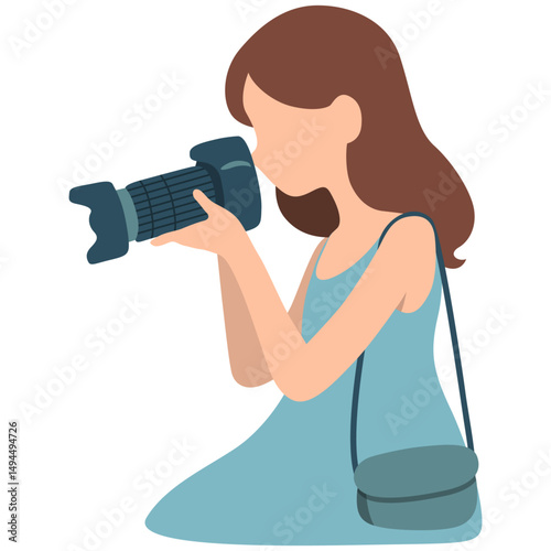 Woman Taking Photos with Camera.