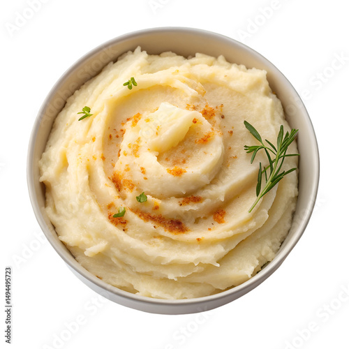 Obraz na plátne Mashed potatoes top view isolated on white background