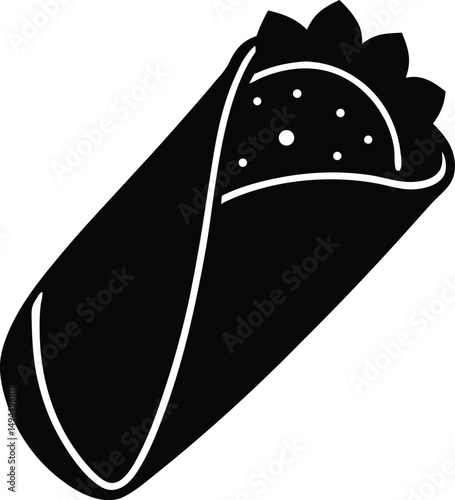 Breakfast food burrito icon silhouette vector illustration