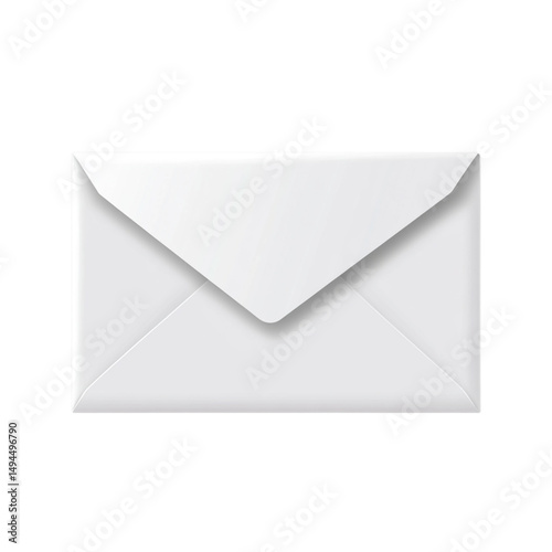 White envelope with a subtle fold, clean and realistic design, transparent background.