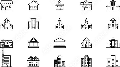 building icon set  containing house  office  bank  (1).eps
