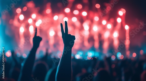 Iconic summer event, massive outdoor concert with stunning fireworks, crowd cheering in unison