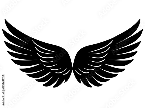 Photorealistic High-Resolution Image of Detailed Black Angel Wings with Dramatic Lighting, Embracing Dark Fantasy Aesthetic and Realistic Feather Texture for Gothic and Fantasy Themes