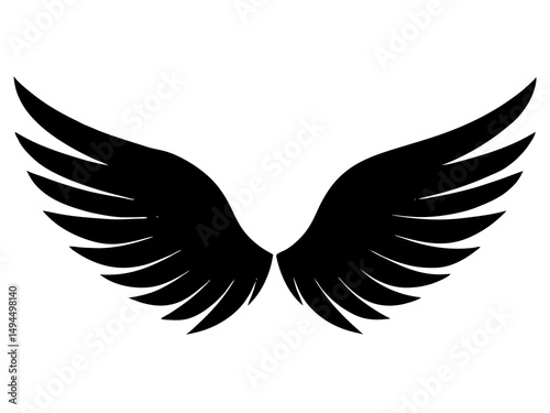 Photorealistic High-Resolution Image of Detailed Black Angel Wings with Dramatic Lighting, Embracing Dark Fantasy Aesthetic and Realistic Feather Texture for Gothic and Fantasy Themes