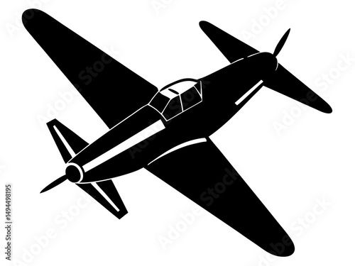 Minimalist Black and White Geometric Silhouette of a Sleek Fighter Jet Aircraft Representing Military Aviation and Modern Air Combat Design

