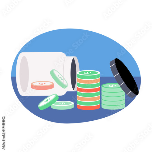 Flat style illustration showing eroding savings