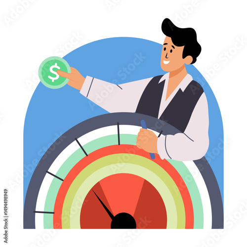An illustration of financial risk in flat style