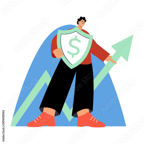 Flat style illustration showing secure investment