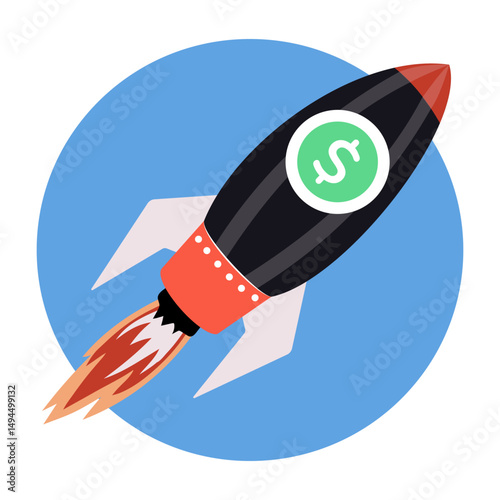 Flat style illustration depicting financial startup