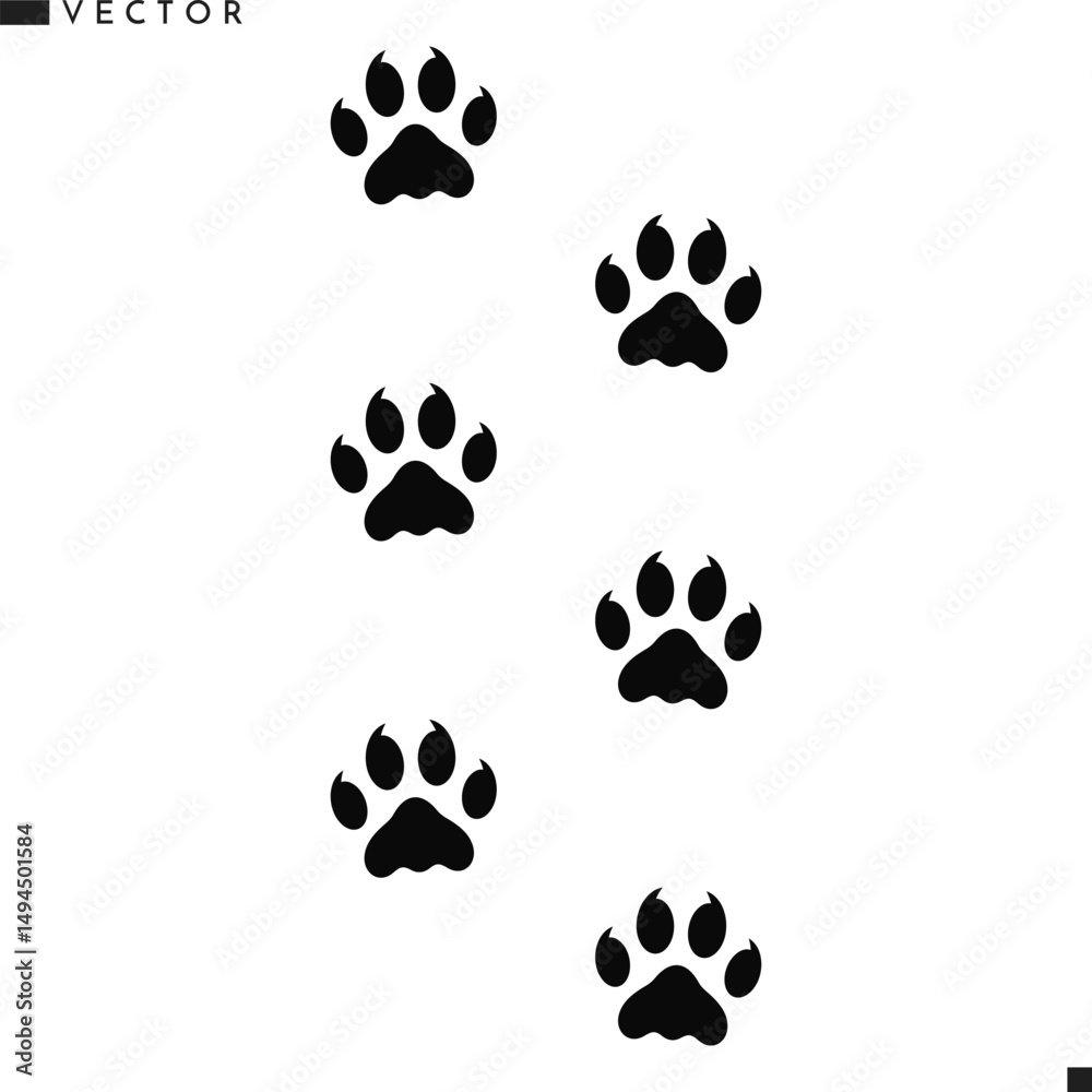 Fototapeta premium Panther footprints vector. Leopard footprints silhouette