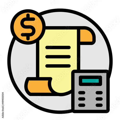 Estimated Cost Vector Filled Icon Design