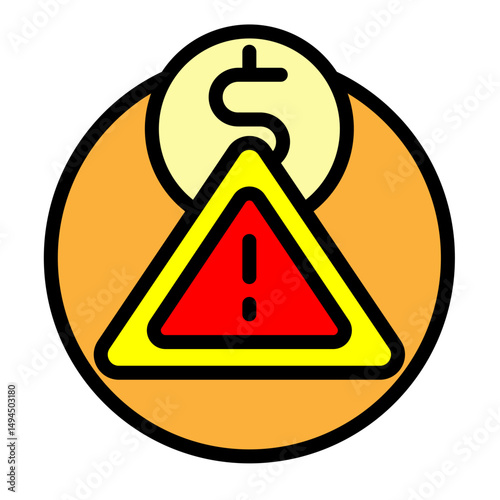 Cost Overrun Alert Vector Filled Icon Design