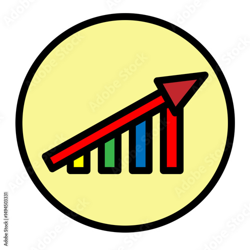 Forecasting Line Chart Vector Filled Icon Design