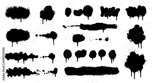 Graffiti Spray Paint Brushstrokes and Splatters - Vector Set